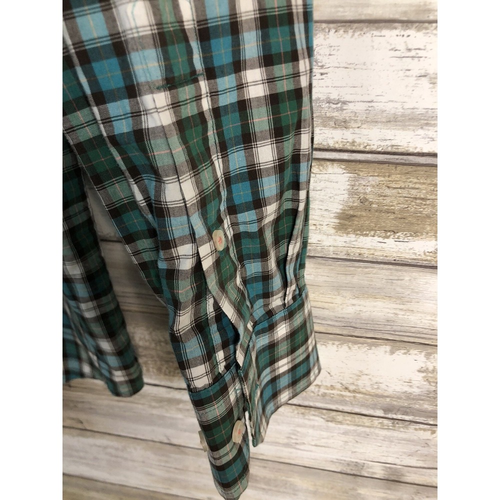 Southern Tide Shirt Green Brown Plaid Tailored Fit Button Down Mens Medium M - Picture 6 of 7